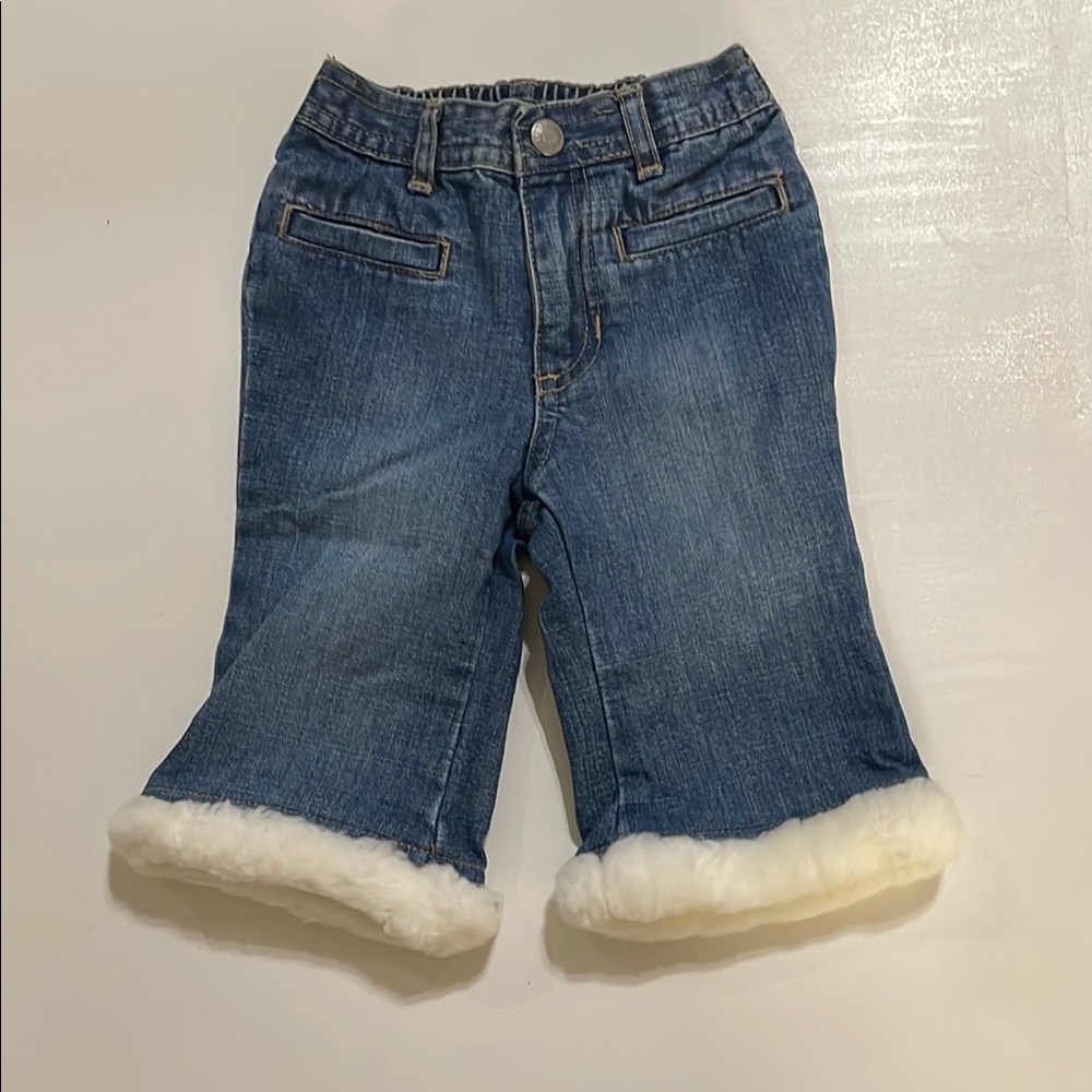 Kids Denim Jeans with Faux Fur Trim